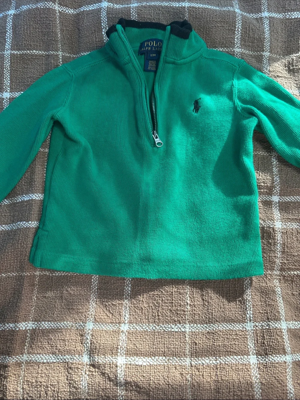 Ralph Lauren Green Half-Zip Pullover with Navy Joggers Set